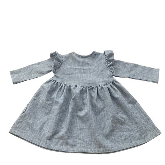 Vintage NWT Korango Kid's Blue Button Front Frilled Dress Size 6-12M - Picture 2 of 5